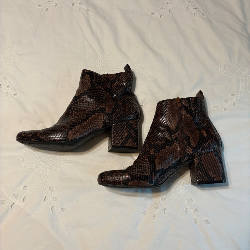 Brown Snakeskin Ankle Boots